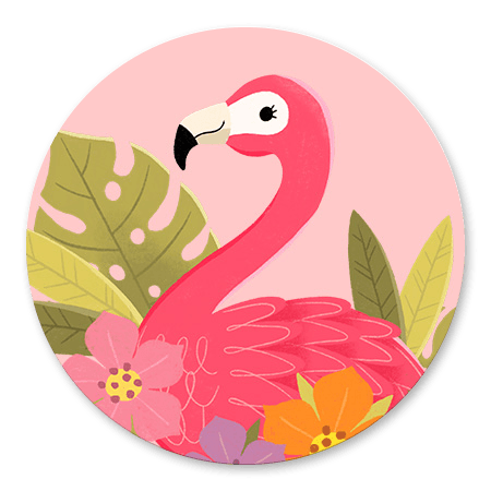 Flamingo met plantjes